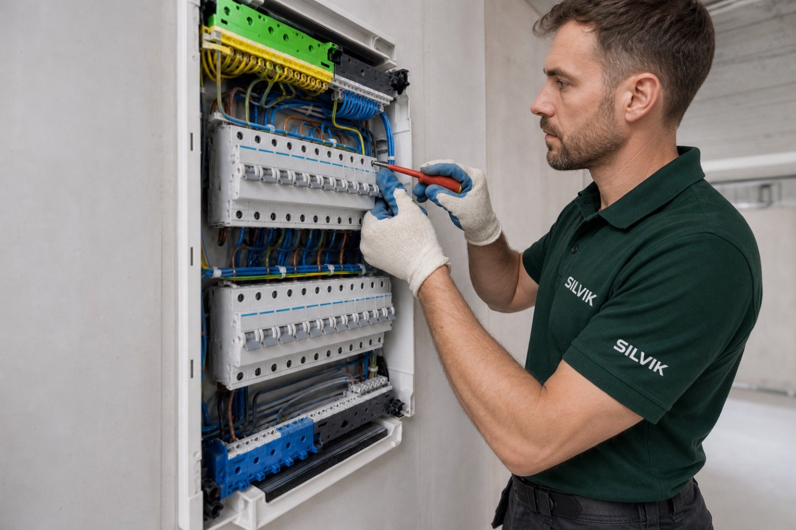 Installing a building distribution board with circuit breakers