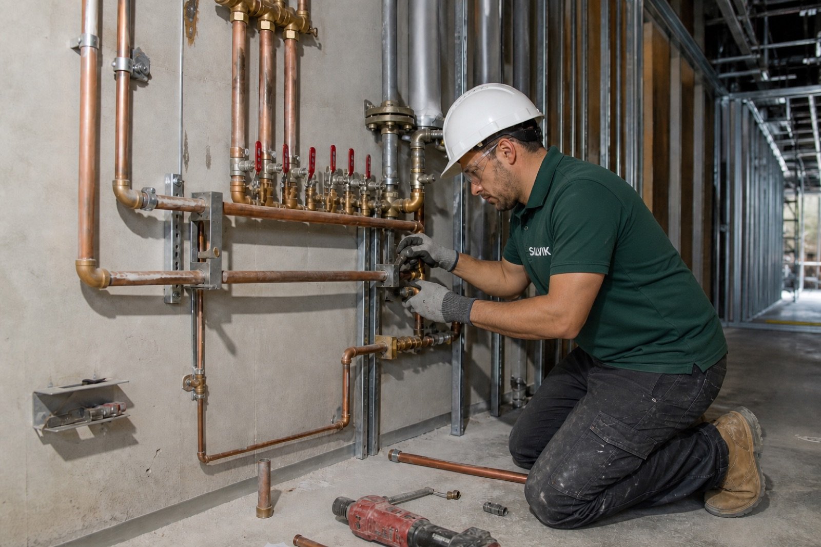 Commercial kitchen plumbing pipework installation
